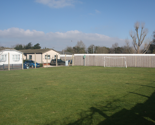 PLAYING FIELD WITH GOAL POST